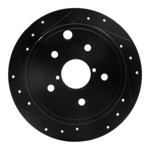 Subaru WRX Brake Rotor (1) - Rear Left - R1 Concepts - Drilled & Slotted - Black - `15-`21